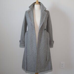 Authentic manics vintage wool cashmere blend long belted trench coat gray